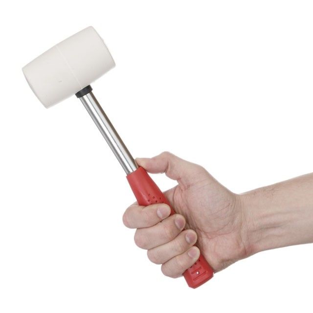 Киянка резиновая 450 г, белая резина, метал. ручка INTERTOOL HT-0227