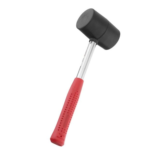 Киянка резиновая 450 г, черная резина, металлич. ручка INTERTOOL HT-0231