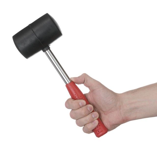 Киянка резиновая 680 г, черная резина, метал. ручка INTERTOOL HT-0232