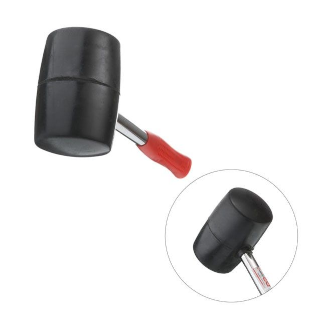 Киянка резиновая 900 г, черная резина, метал. ручка INTERTOOL HT-0233
