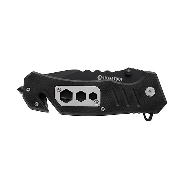 Нож складной с лезвием для разрезания ремней INTERTOOL HT-0599