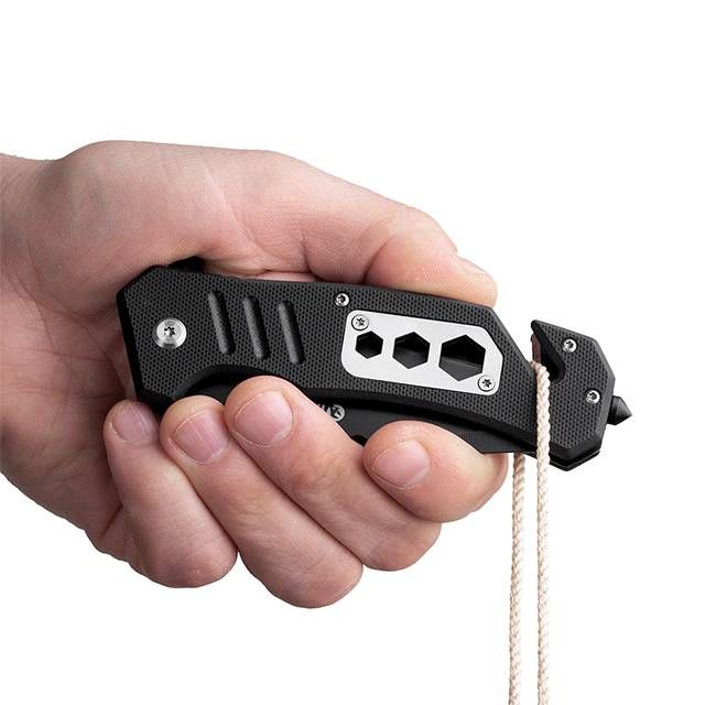 Нож складной с лезвием для разрезания ремней INTERTOOL HT-0599