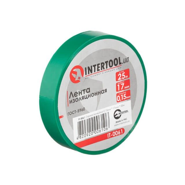 Лента изоляционная 25 м, 17*0.15 мм, зеленая INTERTOOL IT-0061