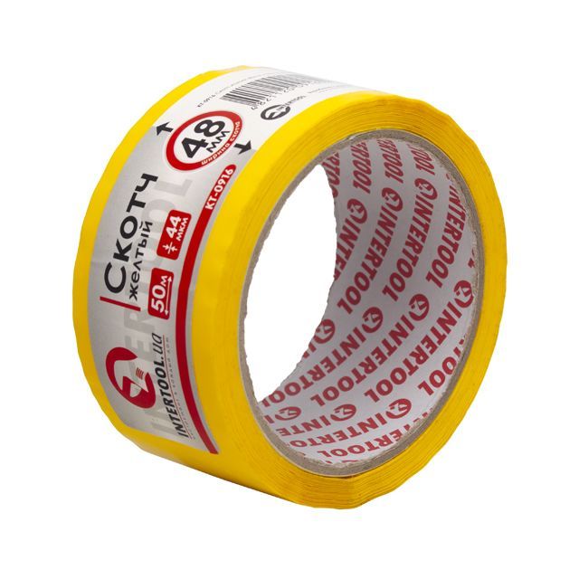 Скотч желтый 50 м, 48 мм, 44 мкм INTERTOOL KT-0916