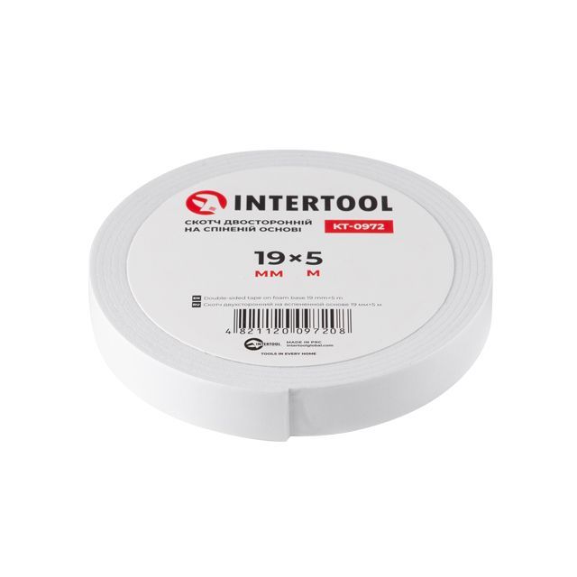 Скотч двухсторонний на вспененной основе 5 м, 19 мм INTERTOOL KT-0972