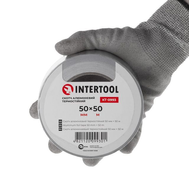 Скотч алюминиевый термостойкий 50 м, 50 мм INTERTOOL KT-0993