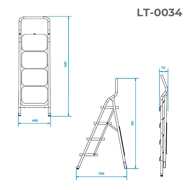 Стремянка 4 ступени, высота 1,3 м INTERTOOL LT-0034