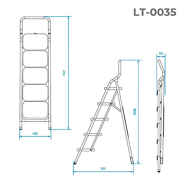 Стрем'янка сталева, 5 сходів, 380*260 мм, висота - 1625 мм INTERTOOL LT-0035
