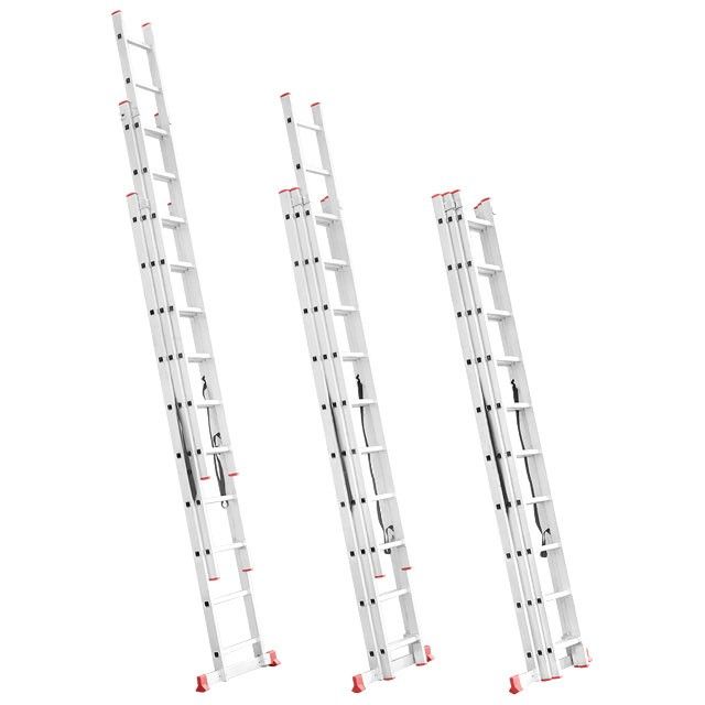 Драбина з алюмінію, 3-секційна універсальна розкладна, 3х10 схід., 6,77 м INTERTOOL LT-0310