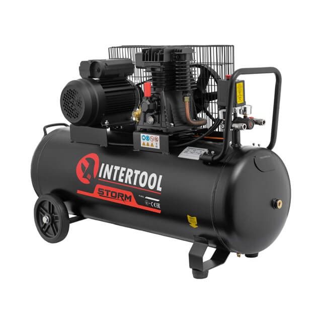 Компрессор 100 л, 1.8 кВт, 220 В, 10 атм, 250 л/мин INTERTOOL PT-0012