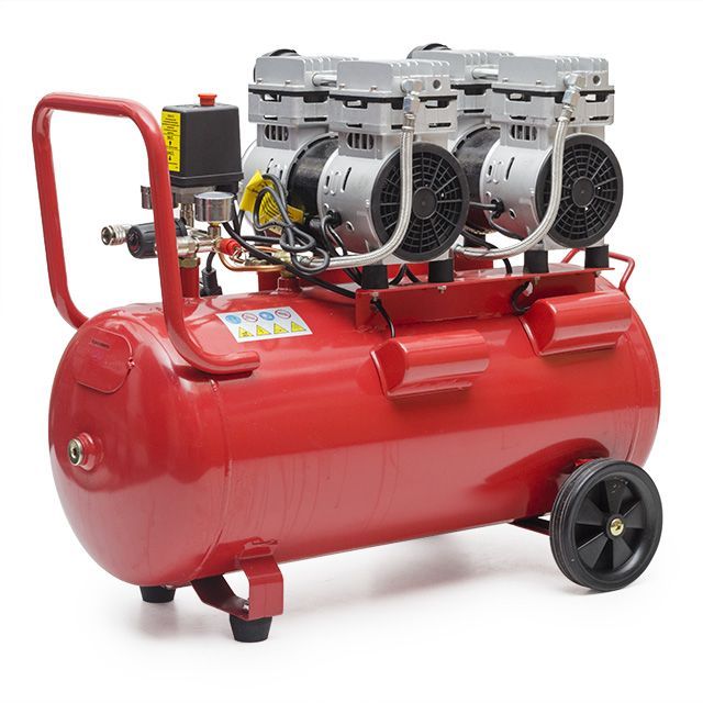 Компрессор 50л, 2х0.75 кВт, 220В, 8атм, 290л/мин, 1400 об/мин, малошумный, безмасляный, 4 цилиндра INTERTOOL PT-0023 Компрессор 50л, 2х0.75 кВт, 220В, 8атм, 290л/мин, 1400 об/мин, малошумный, безмасляный, 4 цилиндра INTERTOOL PT-0023