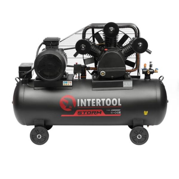 Компрессор 300 л, 11 кВт, 380 В, 10 атм, 1600 л/мин. 3 цилиндра INTERTOOL PT-0050