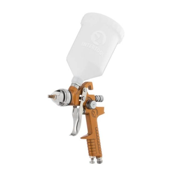 Краскопульт пневматический HVLP, форсунка 1,5 мм, верхний пластиковый бачок 600 мл, 3 бар INTERTOOL PT-0110