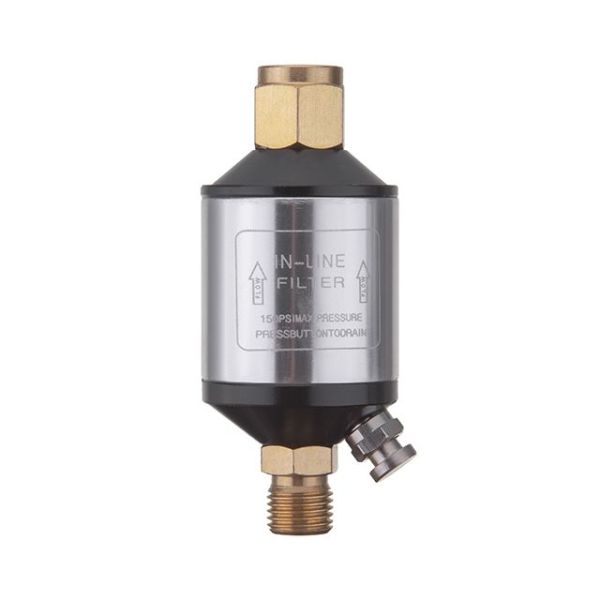 Мини фильтр 1/4", 20 мкм, до 400 л/мин, до 10 атм, металлическая защита колбы, для покрасочного пистолета INTERTOOL PT-1403 Мини фильтр 1/4", 20 мкм, до 400 л/мин, до 10 атм, металлическая защита колбы, для покрасочного пистолета INTERTOOL PT-1403