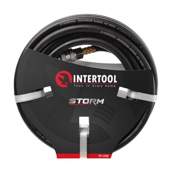 Шланг резиновый воздушный, армированный, до 20 атм, 6×13 мм, 10 м, с быстроразъемными соединениями, STORM INTERTOOL PT-1720