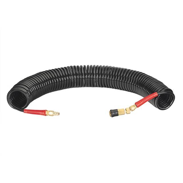 Шланг BLACK M-Flex STORM, 15 м, 6,5*10 мм, спиральный полиуретановый c поворотным шарниром, латунными быстроразъемными соединениями INTERTOOL PT-1794