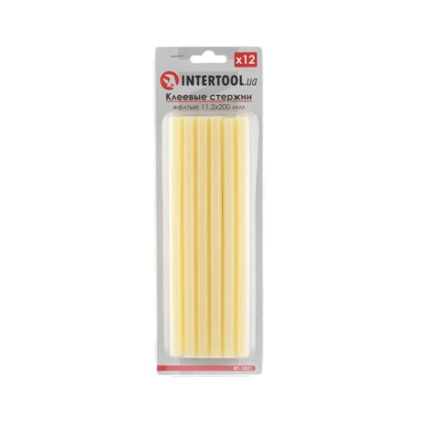 Комплект желтых клеевых стержней 11,2 мм*200 мм, 12 ед. INTERTOOL RT-1021