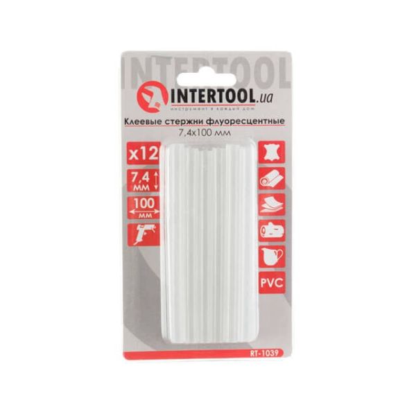 Комплект флуоресцентных клеевых стержней 7.4*100 мм, 12 ед. INTERTOOL RT-1039
