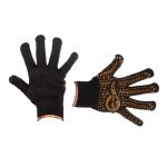 Перчатка трикотажная 60% хлопок, 40% полиэстер, 10", цвет черный, желтая ПВХ точка INTERTOOL SP-0136