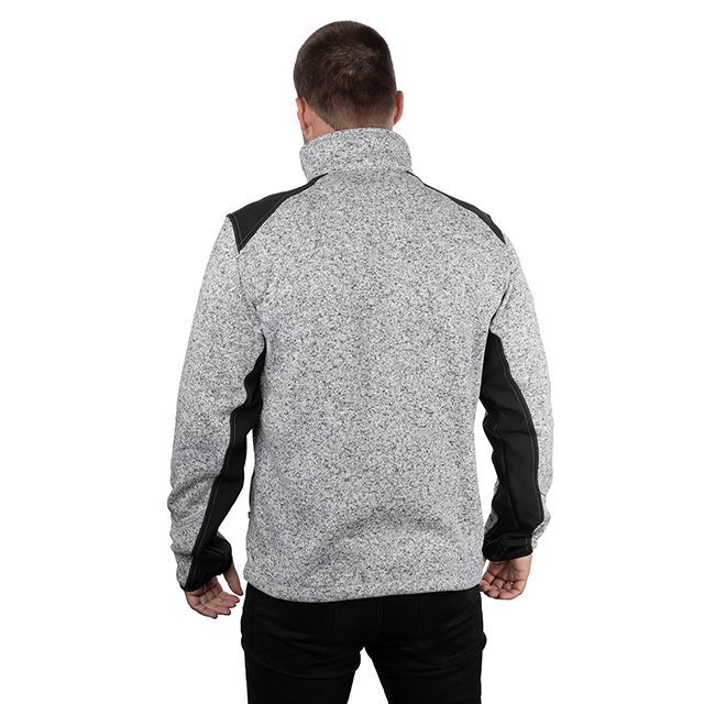 Куртка вязанная SOFTSHELL, серого цвета с черными вставками, ткань 100% полиэстер 270G, с карманом на груди и двумя боковыми, M INTERTOOL SP-3112