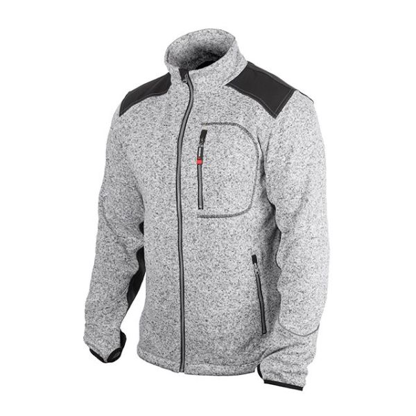 Куртка вязанная SOFTSHELL, серого цвета с черными вставками, ткань 100% полиэстер 270G, с карманом на груди и двумя боковыми, L INTERTOOL SP-3113