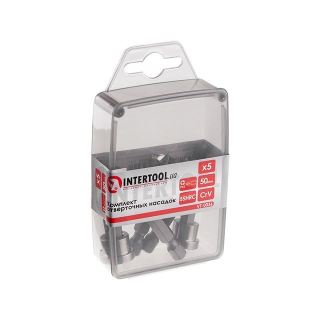 Комплект отверточных насадок c ограничителем PH2*50 мм, 5 ед. INTERTOOL VT-0036