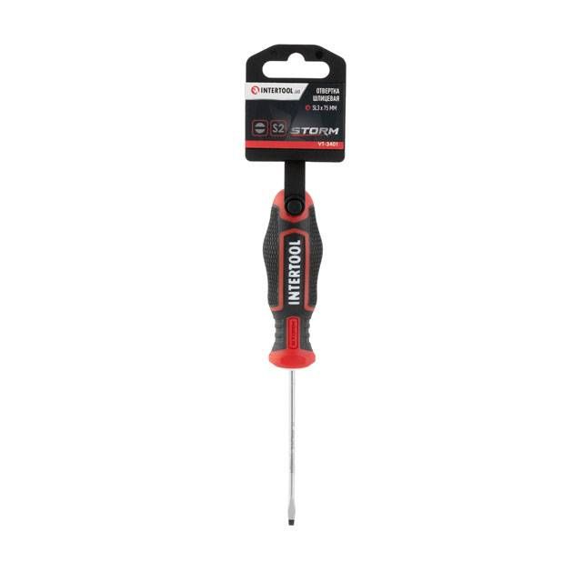 Отвертка шлицевая SL3.0*75 мм, S2, STORM INTERTOOL VT-3401