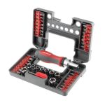 Отвертка реверсионная с комплектом насадок и головок 38 ед, STORM INTERTOOL VT-3638