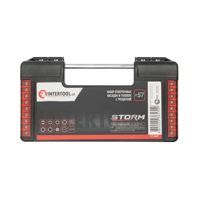 Набор отверточных насадок и головок с трещоткой 57 ед., STORM INTERTOOL VT-3657
