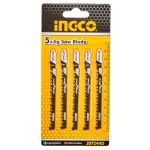 Набір пиляльних полотен по дереву для лобзика, фігурний різ, 5 шт. INGCO