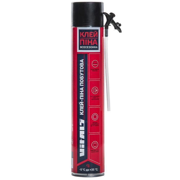 Клей-піна побутова з трубочкою 750 мл Vitals Fix