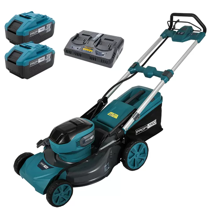 Аккумуляторная самоходная газонокосилка PROFI-TEC EasyMow 51 Pro (2×PT2080EP (8.0 Ач), зарядное устройство)
