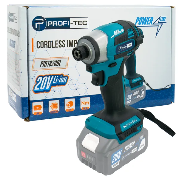 Акумуляторний імпульсний гвинтоверт PROFI-TEC PID1820BL POWERLine (без акумулятора та зарядного пристрою) Акумуляторний імпульсний гвинтоверт PROFI-TEC PID1820BL POWERLine (без акумулятора та зарядного пристрою)