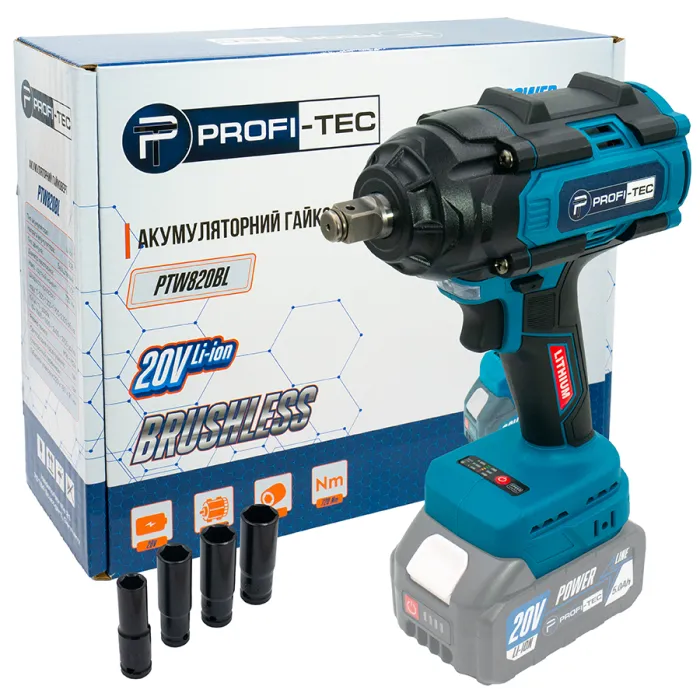 Акумуляторний гайковерт PROFI-TEC PTW820BL POWERLine (без акумулятора та зарядного пристрою)