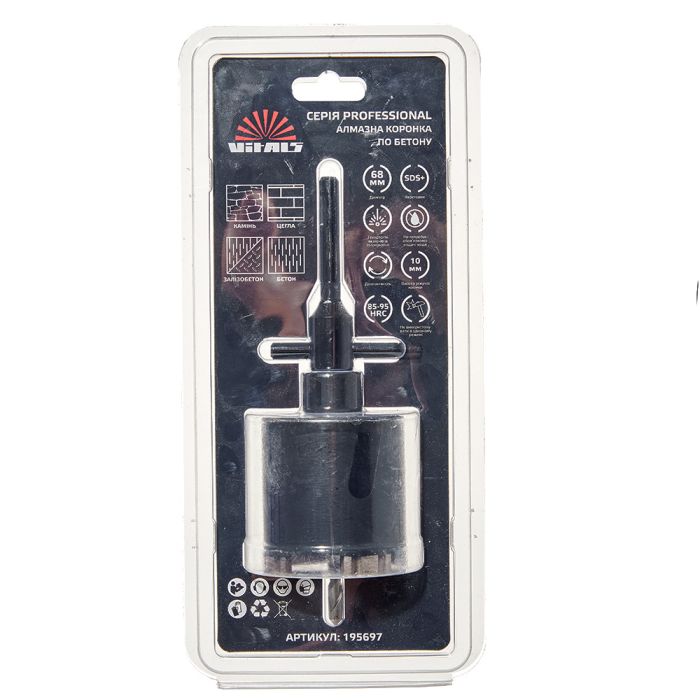 Комплект алмазної коронки по бетону Vitals Professional 68×110 мм М16 SDS-plus