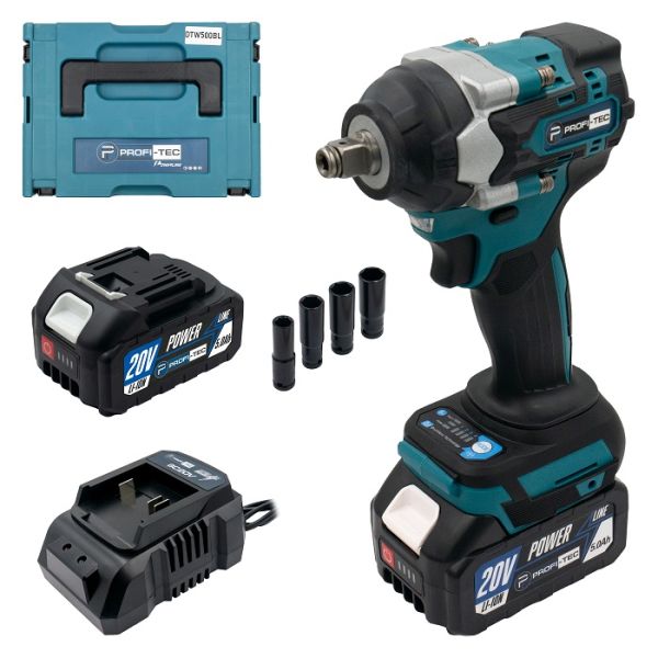 Акумуляторний гайковерт PROFI-TEC DTW500BL POWERLine (2×PT2040MP (4.0 Аг), зарядний пристрій) Акумуляторний гайковерт PROFI-TEC DTW500BL POWERLine (2×PT2040MP (4.0 Аг), зарядний пристрій)