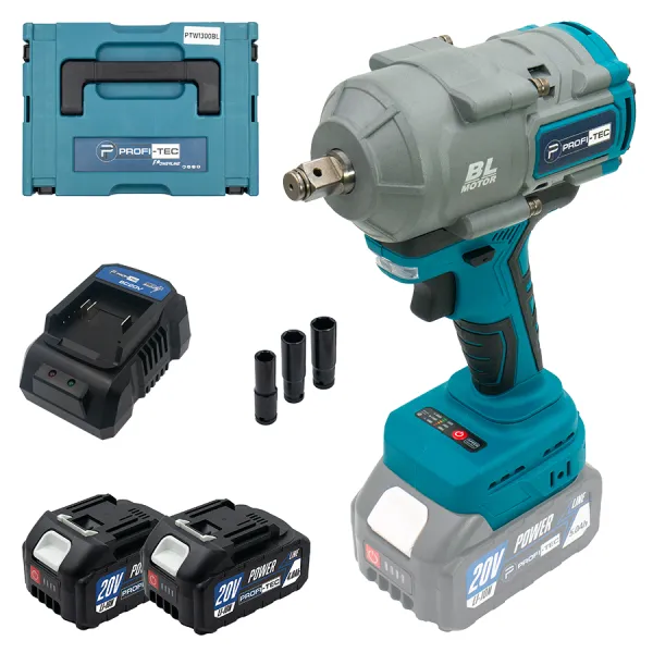 Акумуляторний гайковерт PROFI-TEC PTW1003BL POWERLine (2×PT2040MP (4.0 Аг), зарядний пристрій) Акумуляторний гайковерт PROFI-TEC PTW1003BL POWERLine (2×PT2040MP (4.0 Аг), зарядний пристрій)