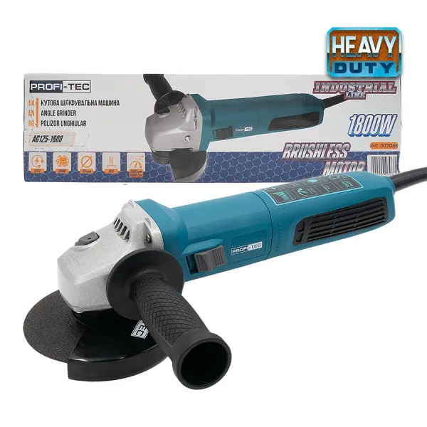 Кутова шліфувальна машина PROFI-TEC AG125-1800 IndustrialLine Кутова шліфувальна машина PROFI-TEC AG125-1800 IndustrialLine
