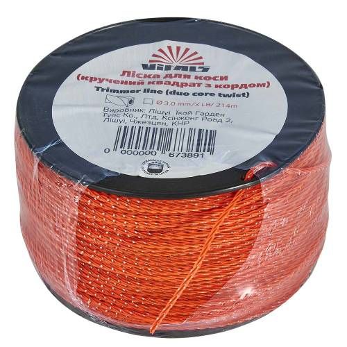 Волосінь для тримерів в бухті Vitals (кручений квадрат із кордом) 3.0мм*3LB (214 м.) Волосінь для тримерів в бухті Vitals (кручений квадрат із кордом) 3.0мм*3LB (214 м.)