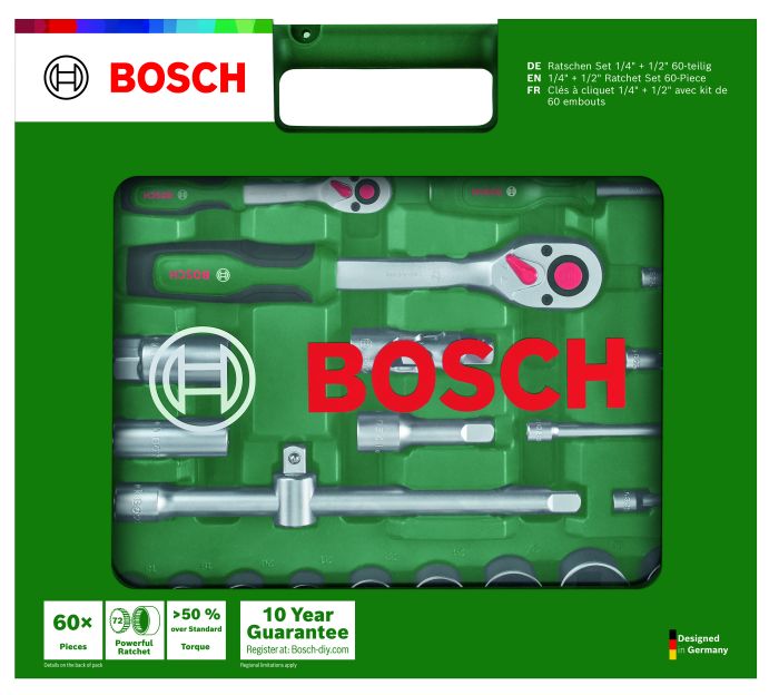 Набір тріскачок Bosch 1/4" та 1/2" 60 шт Professional (1600A039J8)