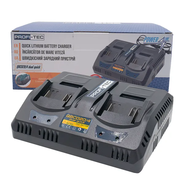 Двопортовий зарядний пристрій PROFI-TEC QBCD20/4 dual quick (4.0 А, для PT2080EP) Двопортовий зарядний пристрій PROFI-TEC QBCD20/4 dual quick (4.0 А, для PT2080EP)