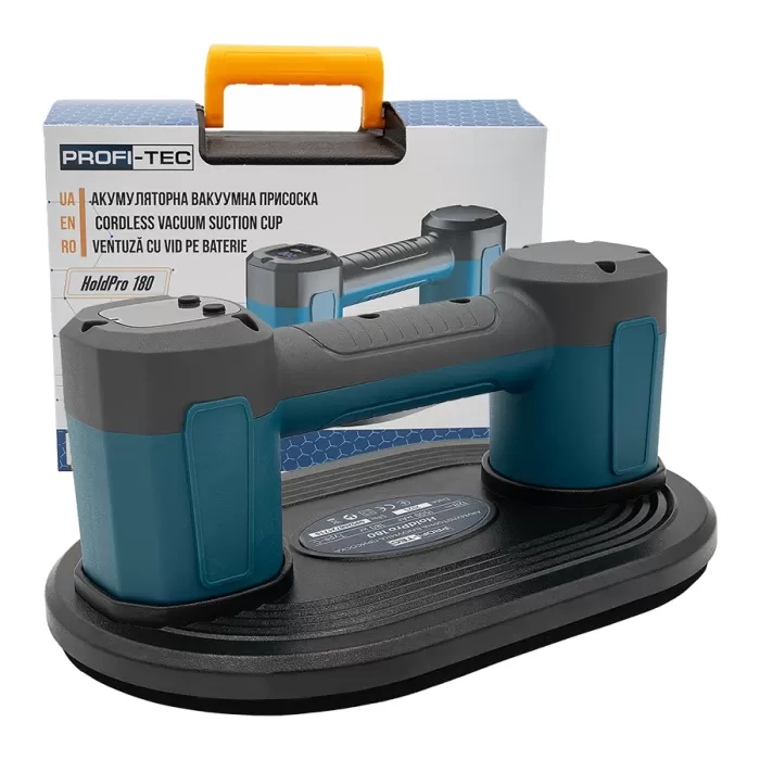 Аккумуляторная вакуумная присоска PROFI-TEC HoldPro 180 (12 В / 1.5 Ач, зарядное устройство)