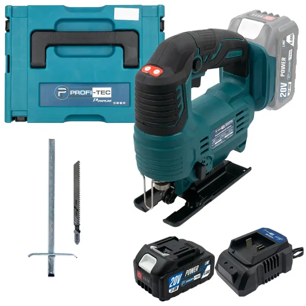 Акумуляторний лобзик PROFI-TEC PGS2080BL POWERLine (1×PT2040MP (4.0 Аг), зарядний пристрій)