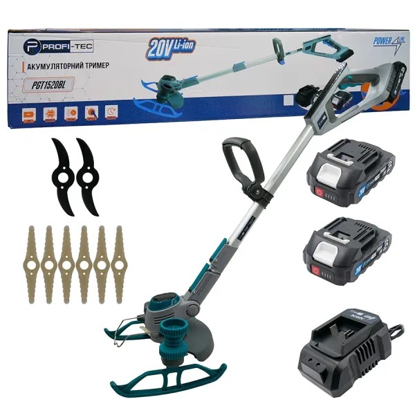 Акумуляторний тример PROFI-TEC PGT1520BL POWERLine (2×PT2020MP (2.0 Аг), зарядний пристрій) Акумуляторний тример PROFI-TEC PGT1520BL POWERLine (2×PT2020MP (2.0 Аг), зарядний пристрій)
