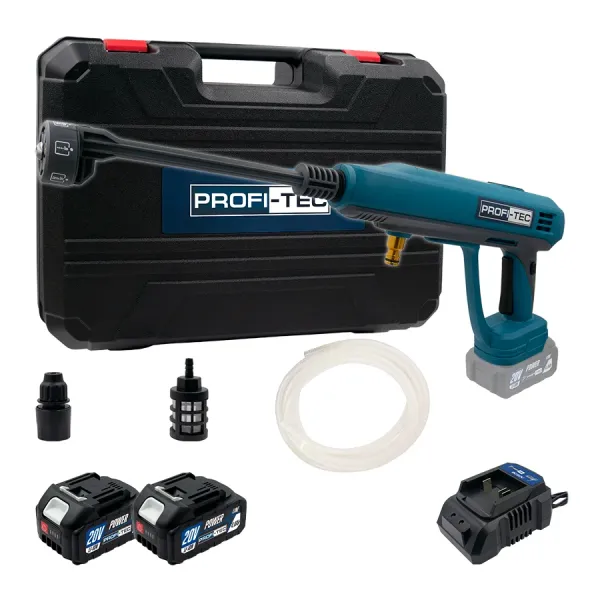 Акумуляторна мийка високого тиску PROFI-TEC PHPW3020 POWERLine (2×PT2040MP (4.0Аг), зарядний пристрій) Акумуляторна мийка високого тиску PROFI-TEC PHPW3020 POWERLine (2×PT2040MP (4.0Аг), зарядний пристрій)