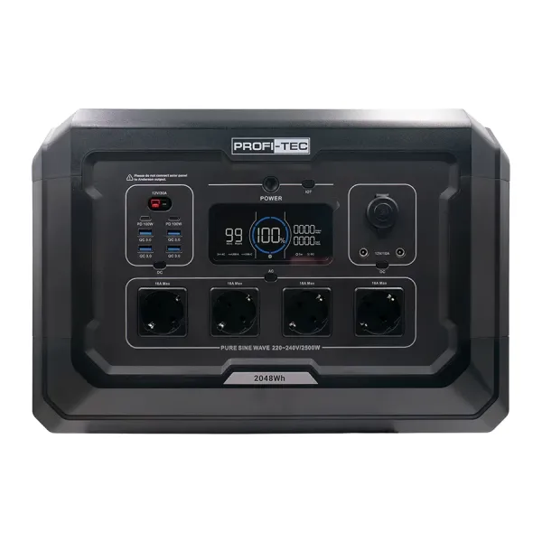 Портативна зарядна станція PROFI-TEC PPS2500 LiFePO₄ (2500 Вт, батарея 2048 Вт⋅год) Портативна зарядна станція PROFI-TEC PPS2500 LiFePO₄ (2500 Вт, батарея 2048 Вт⋅год)