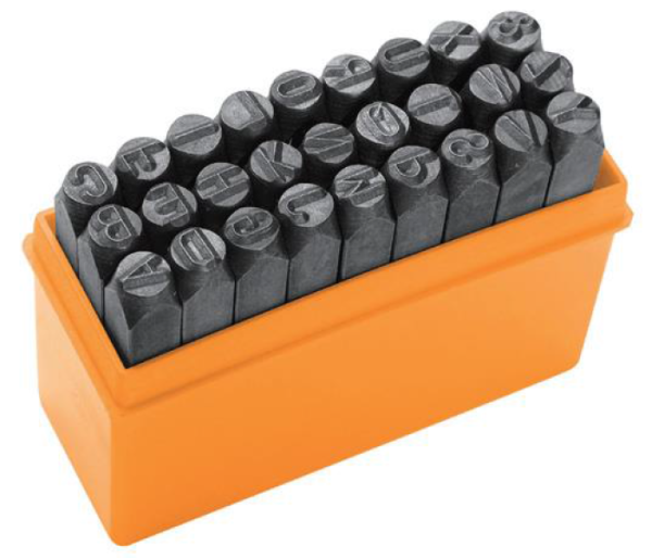 Комплект штамповок літери 27 шт 6х62 мм