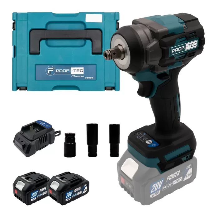 Аккумуляторный гайковерт PROFI-TEC PTW502 POWERLine (2×PT2040MP (4.0 Ач), зарядное устройство)