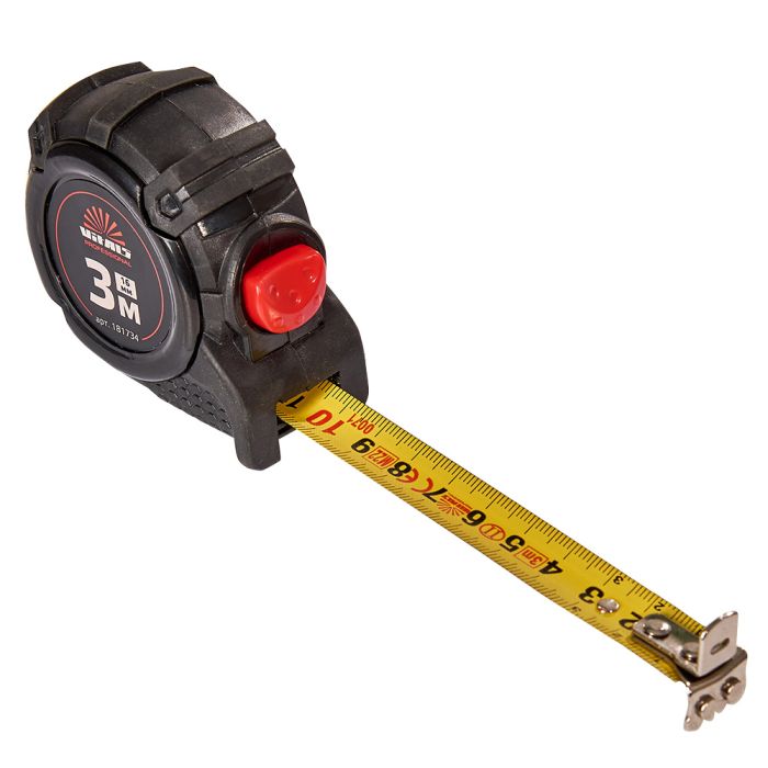 Рулетка гумова з нейлоновим покриттям полотна 3 м × 16 мм автостоп Vitals Professional