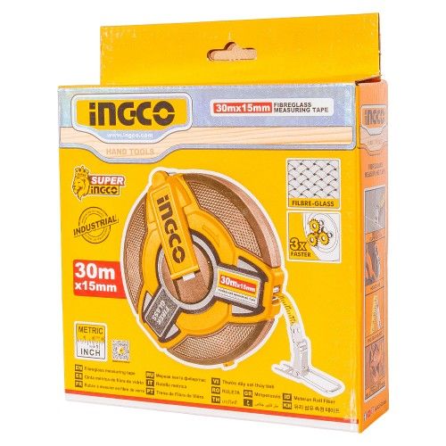 Рулетка 30 м, скловолокно 15 мм INGCO